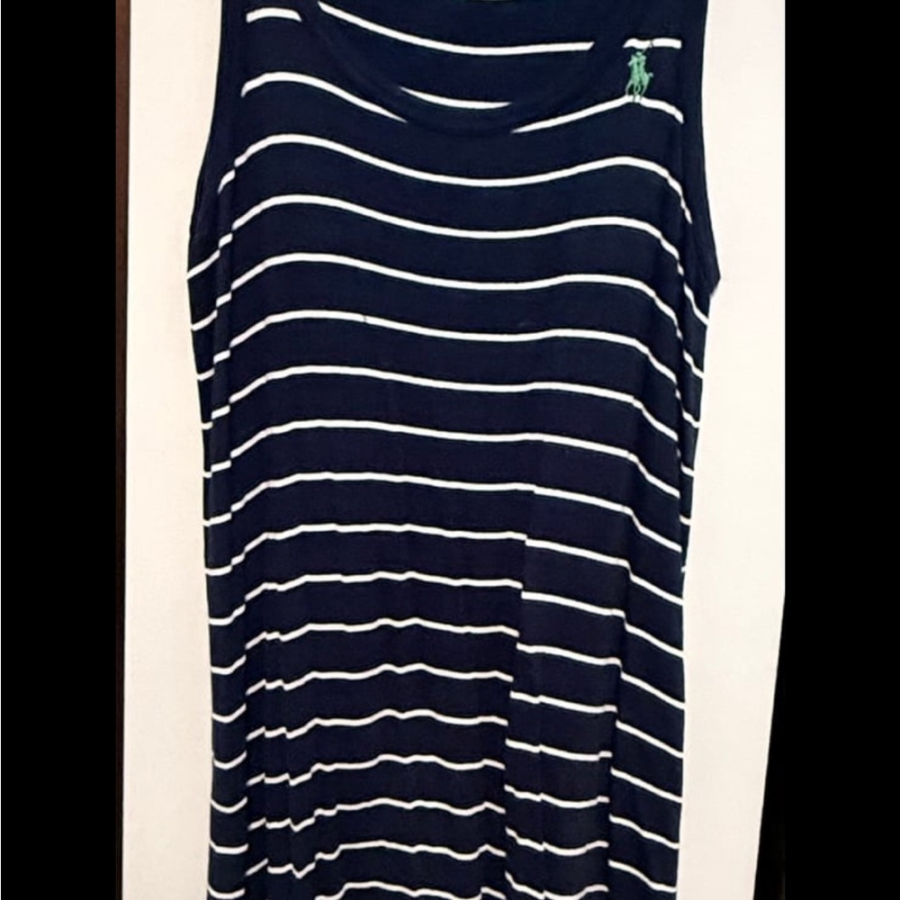 Navy and White Striped Sleeveless Dress